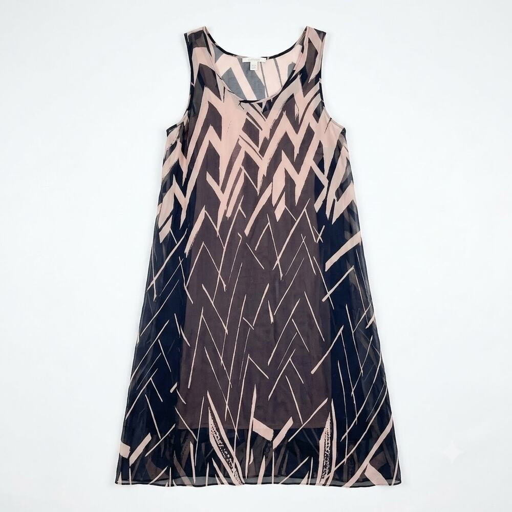 Anthropologie Floreat Serengeti Silk Midi Dress Pink Black Sheer Womens Small